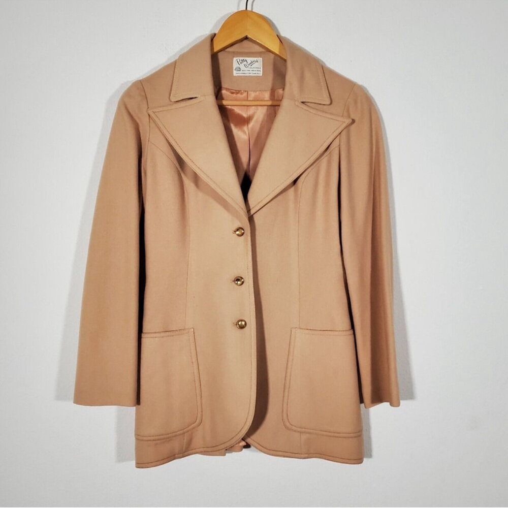 Patty Woodard Women's Coat Petite Beige Wool Jacket
